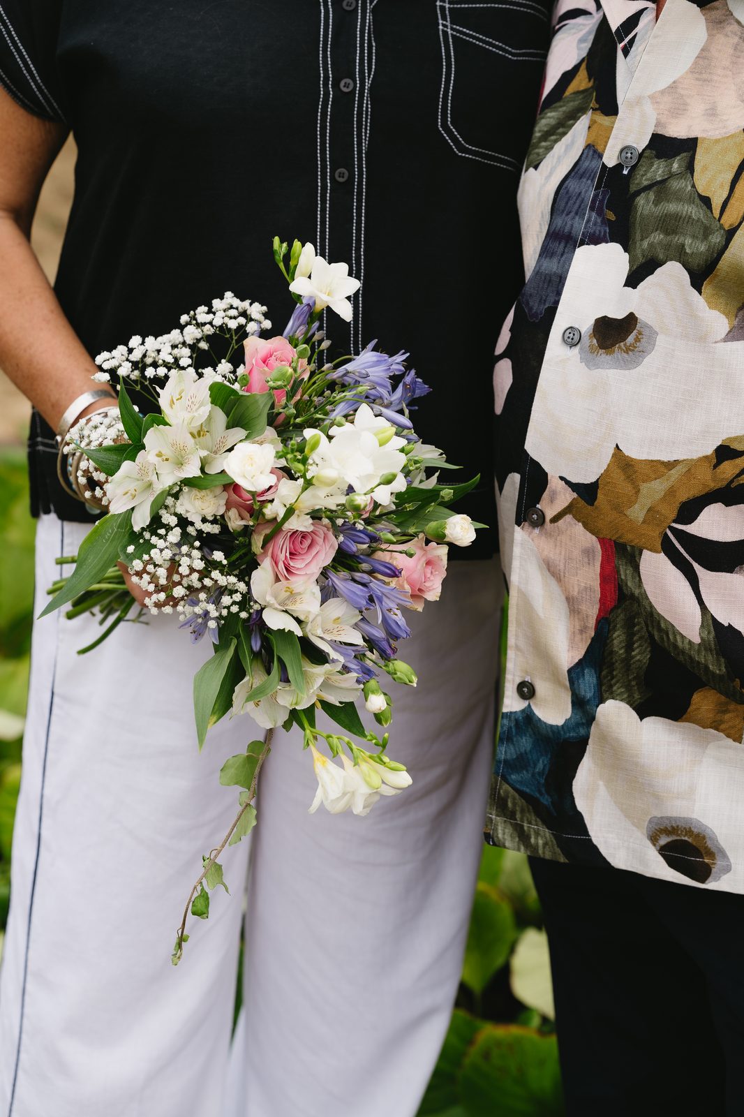 Wedding bouquet held by a guest