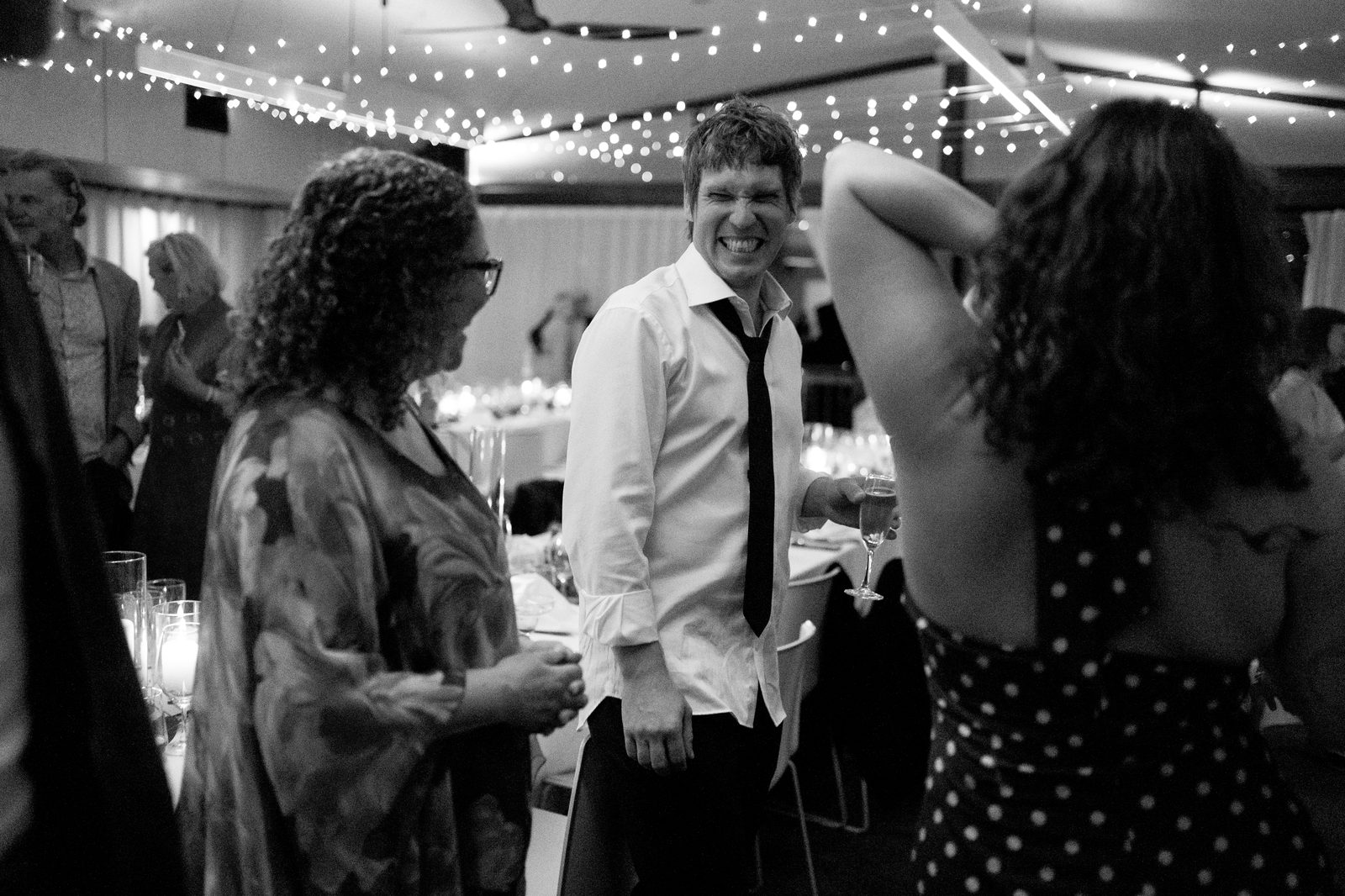 Guest laughing at the evening reception