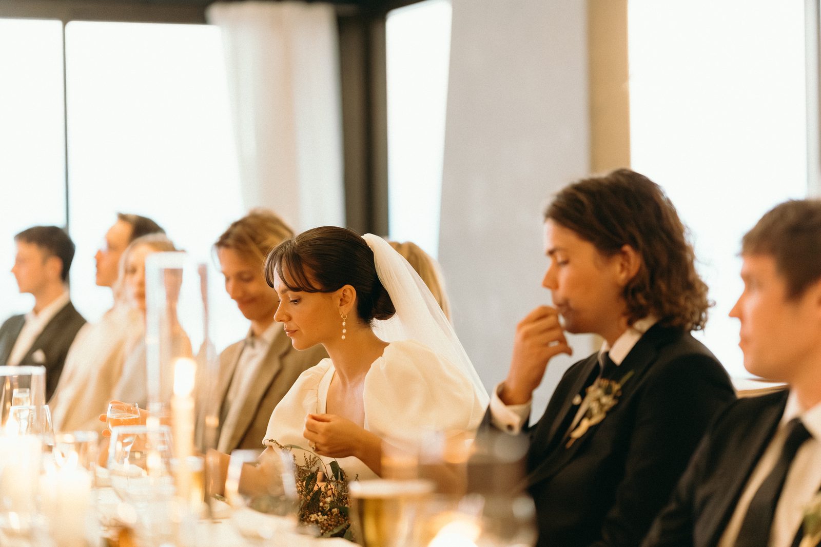 Bride and groom at the reception table